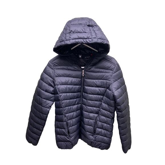 Spyder Mens Black Down Hooded Puffer Jacket Size M - Picture 1 of 7